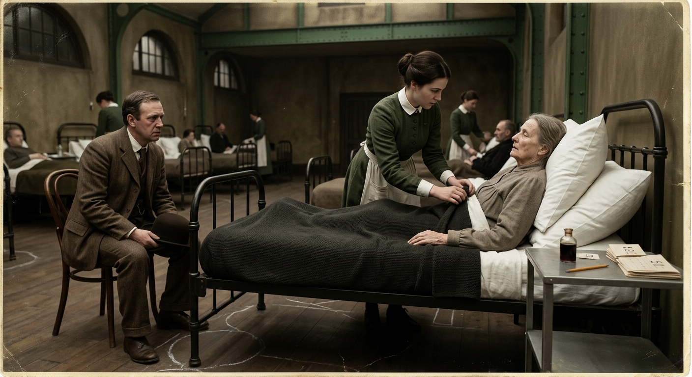 Hospices of Departure — On Admission, rendered as photograph.