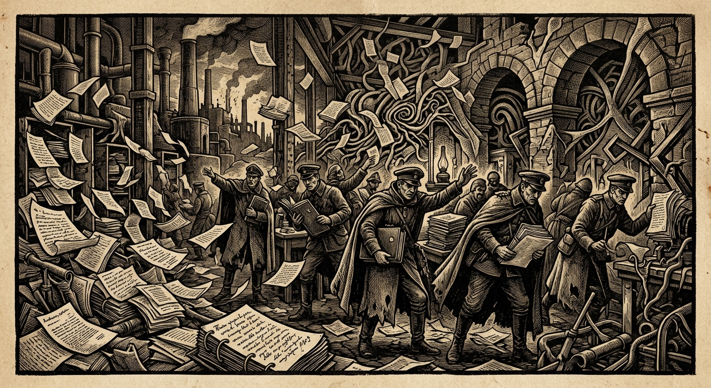The Lie — On the Lie in Matter, rendered as woodcut.