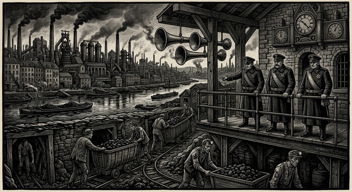 Liège — On the Mines Beneath the Meuse, rendered as woodcut.