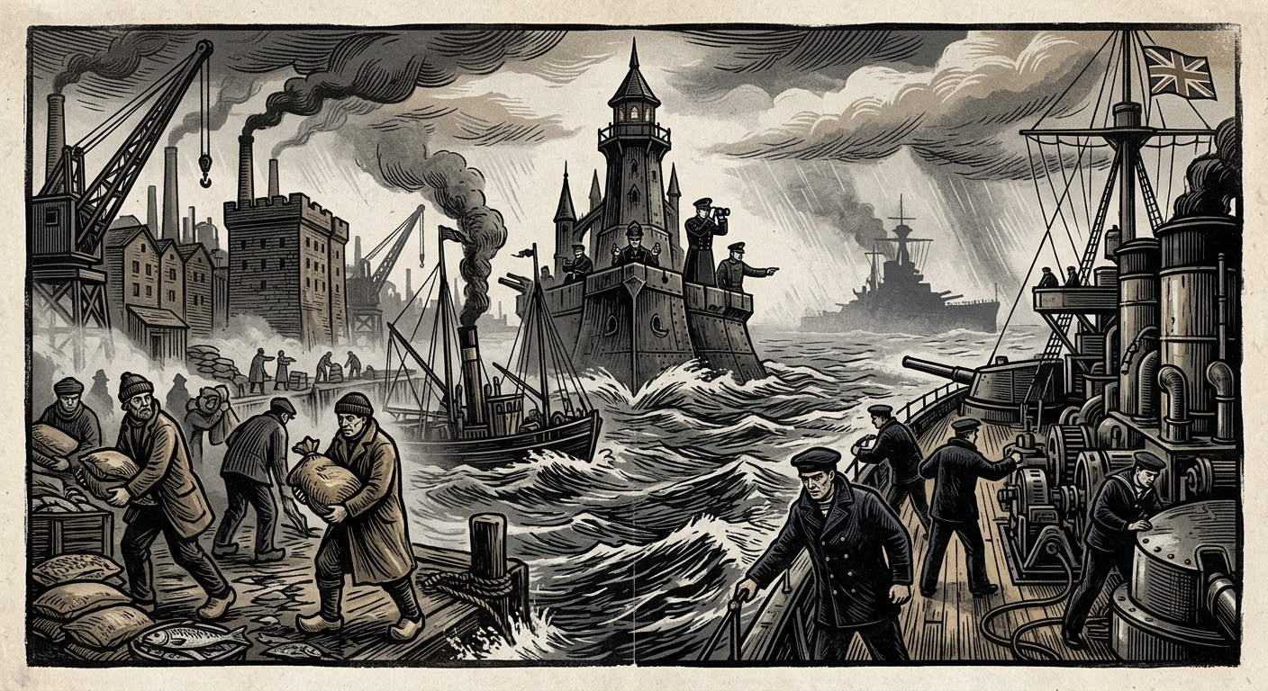 North Sea — On the Dutch, the British, and Other Licensed Humiliations, rendered as woodcut.