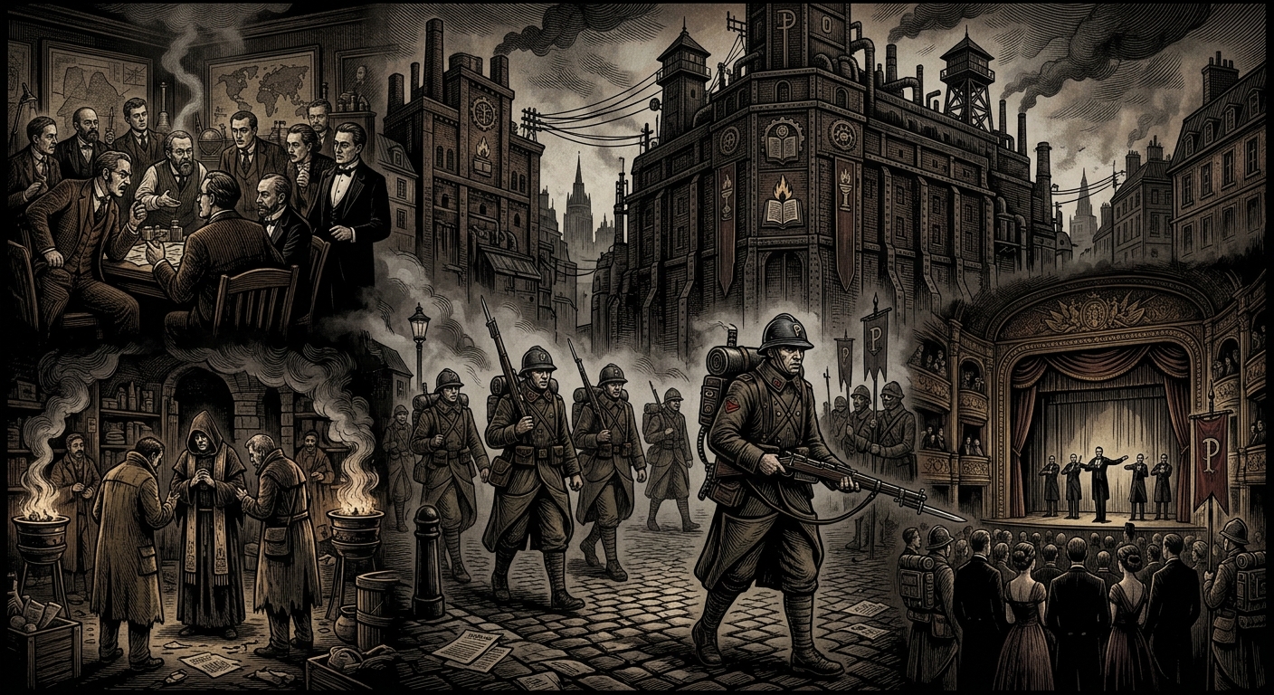 Paris — On the Guards, the Act, and the Paris Prefecture, rendered as woodcut.
