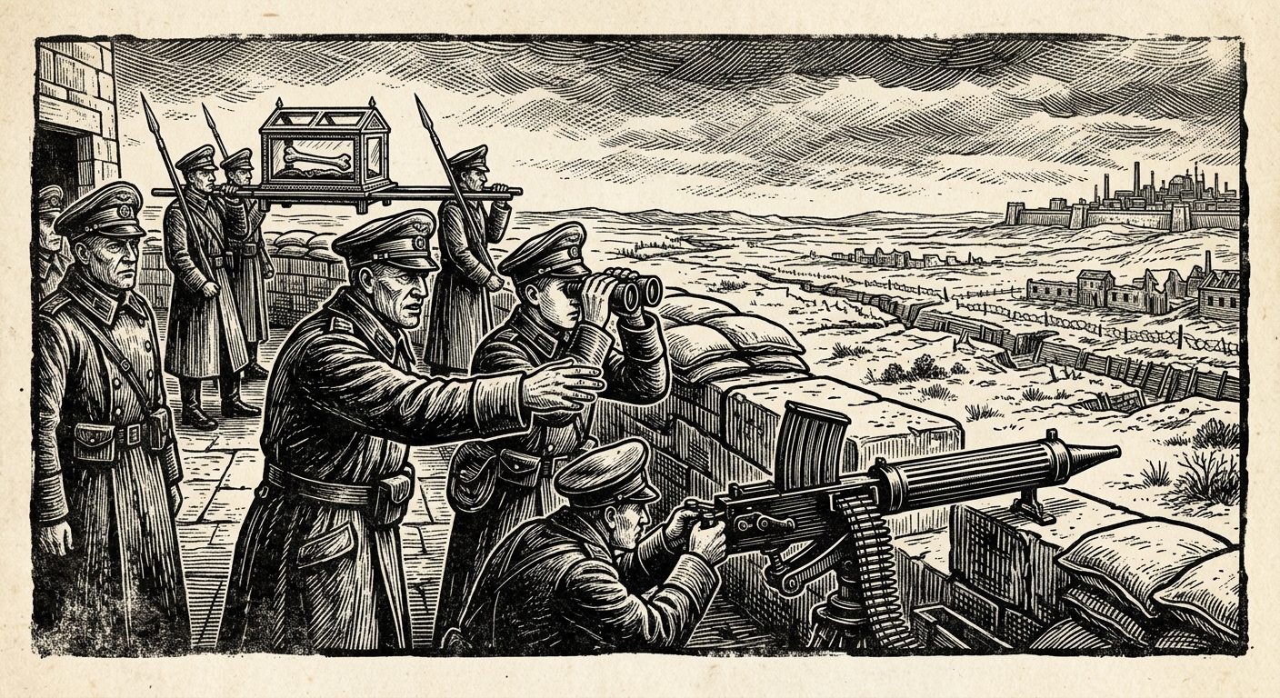 Ravelin of Vigilance — On the Parapet and the Knife Mile, rendered as woodcut.