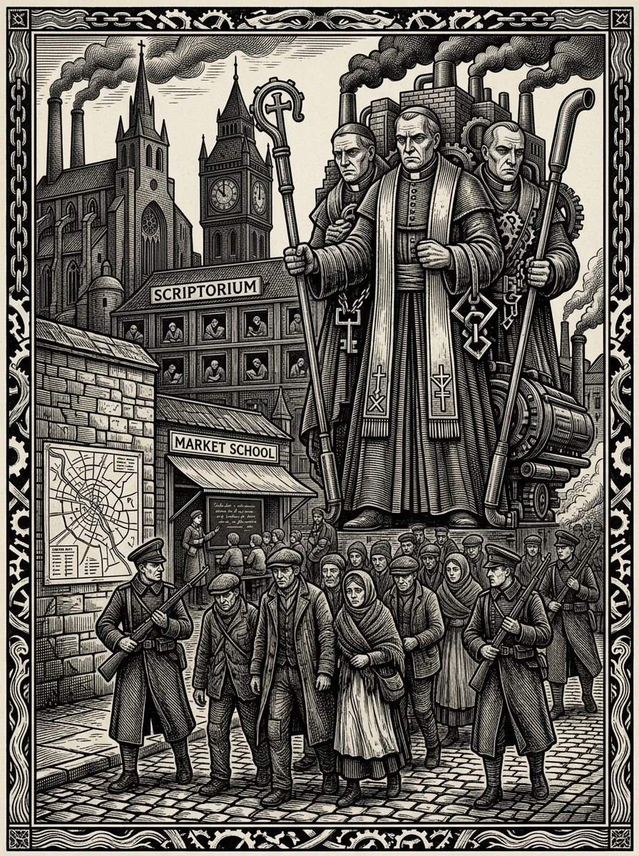 The Rhineland — On the Triune Hearth and the Provincial Lie of Unity, rendered as woodcut.