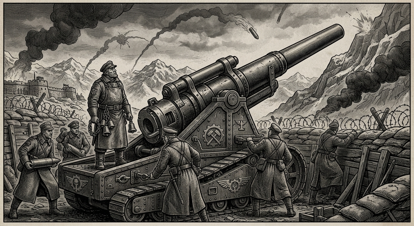 Saint Aegidius — On the Exalted Howitzer at Shipka, rendered as engraving.