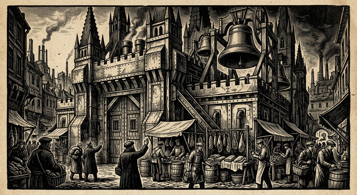 Saint Rupert — On the Cathedral of Saint Rupert, rendered as woodcut.