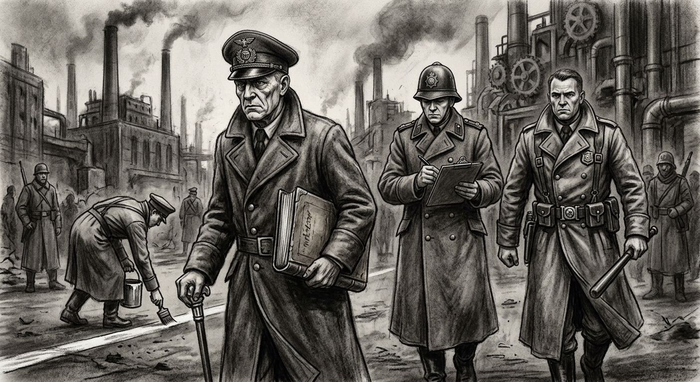 Sanitation Chapter — On Prefects, Inspectors, and Provosts, rendered as charcoal.