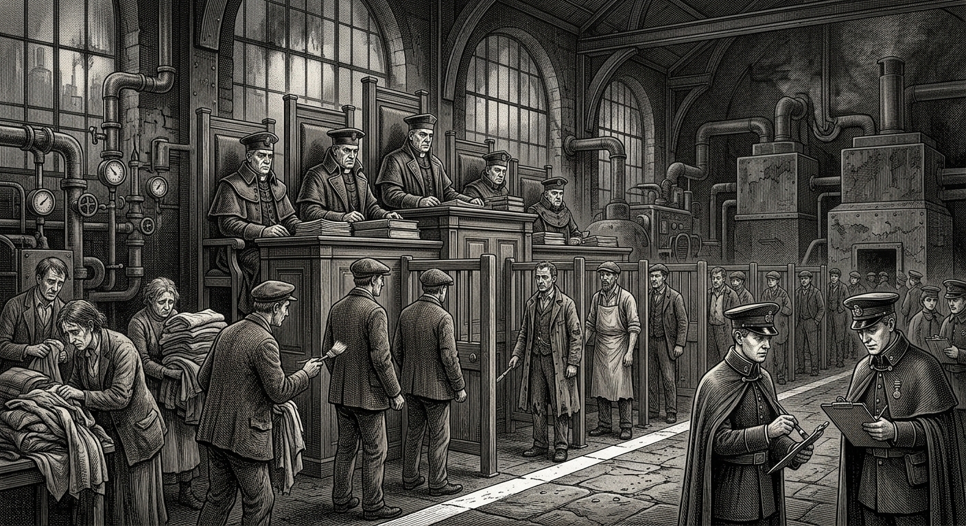Sanitation Chapter — On the Civic Triage Tribunal, rendered as engraving.