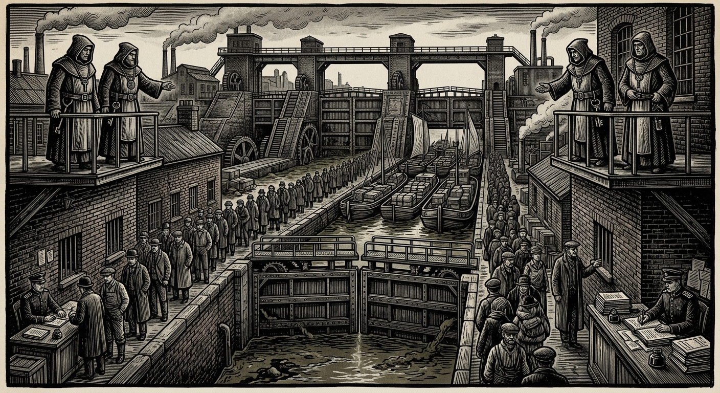 Seal Locks — On Mournwater’s Holy Throat, rendered as woodcut.