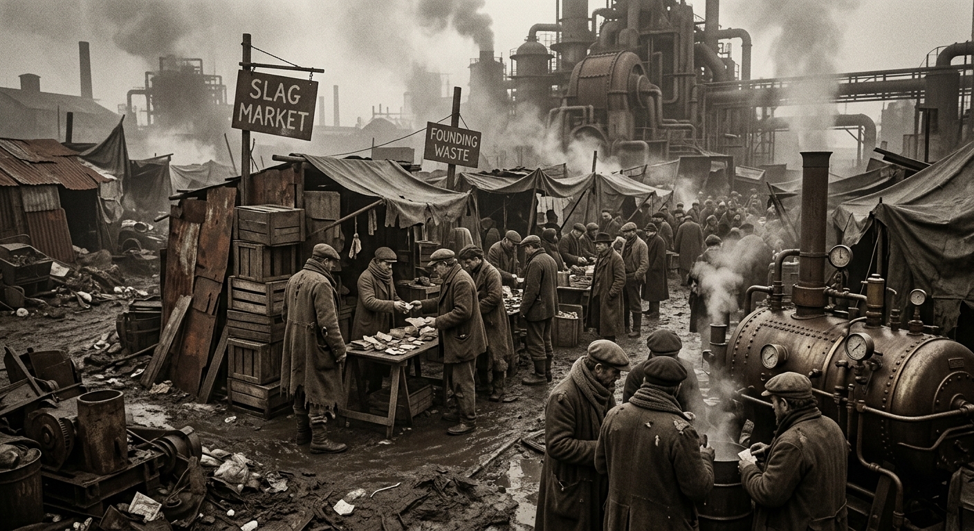 Slag Market — On Its Founding in Waste, rendered as photograph.