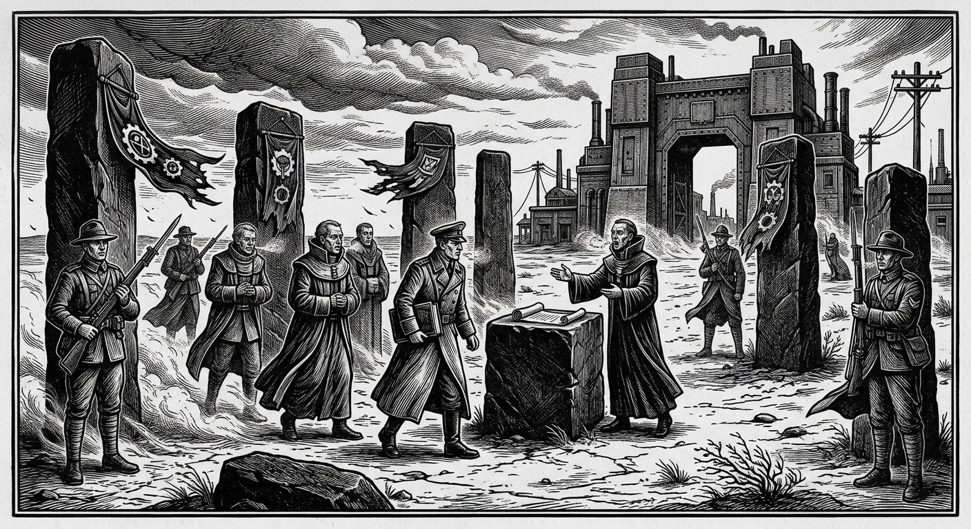 Treaty Ring — On the Ground of Court, rendered as woodcut.