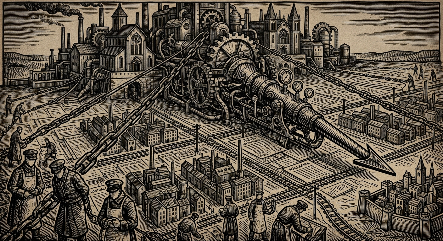 Wallachia — On Velmora's Custody, rendered as woodcut.