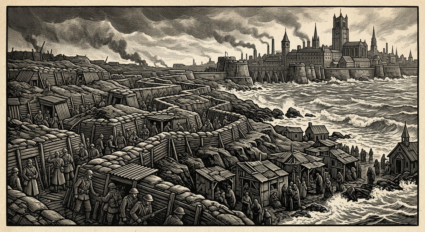 Aegean — On the Sister Trenches and the Grave-Tide, rendered as woodcut.