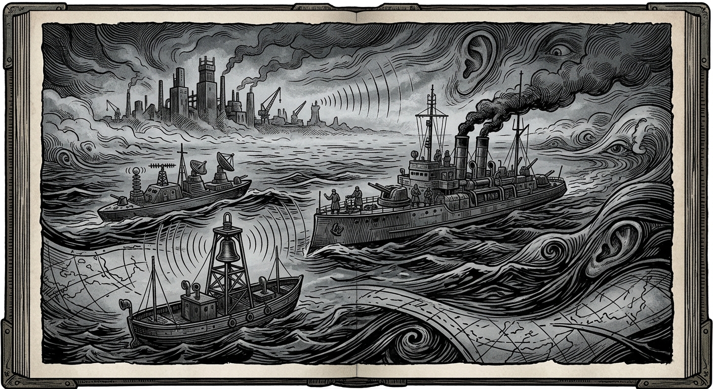 Baltic Sea — On the Grey Water, rendered as woodcut.