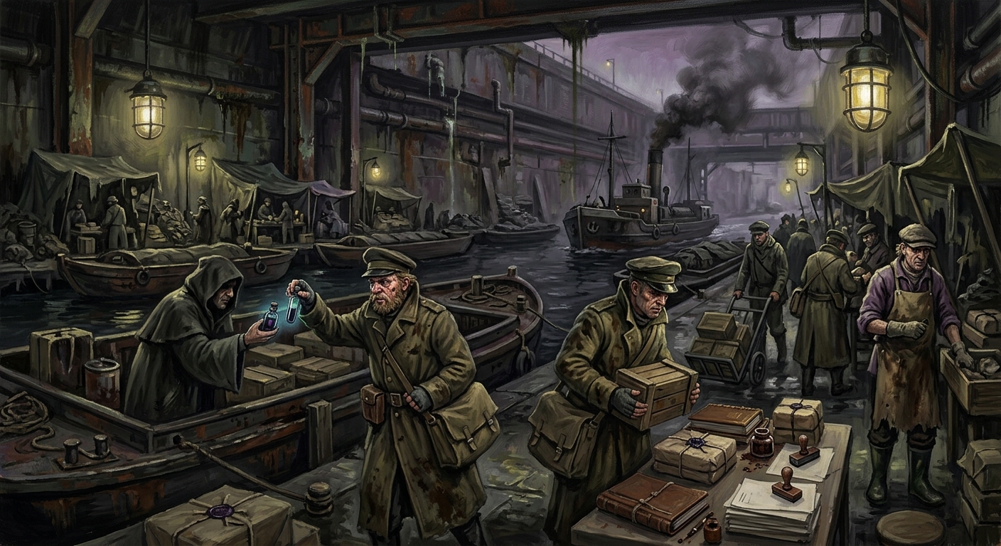Black Canal — Black Canal, rendered as oil-painting.