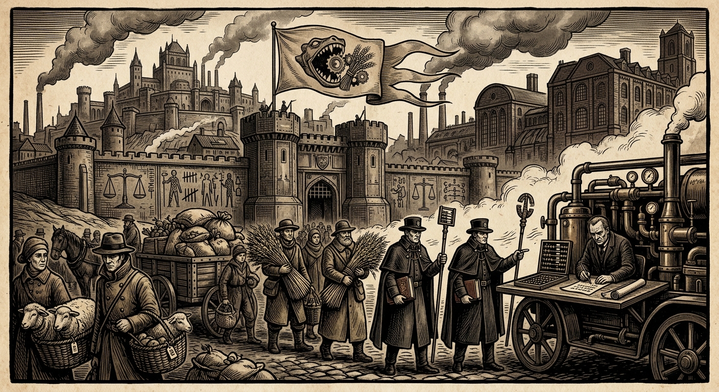 Brașov — On the Week of Gluttony, rendered as woodcut.