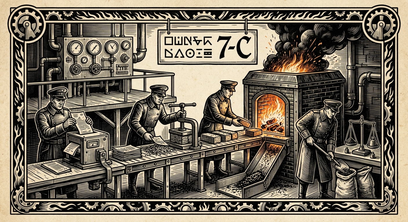 Burn Directive 7-C — On the Sequence of Cauterization, rendered as woodcut.