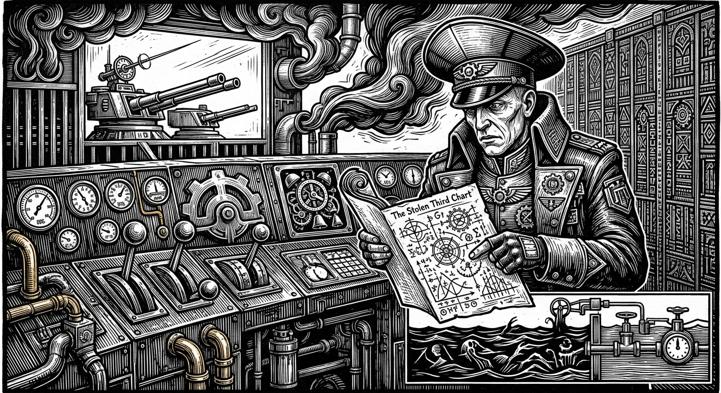Cantor-Major Pell — On the Stolen Third Chart, rendered as woodcut.