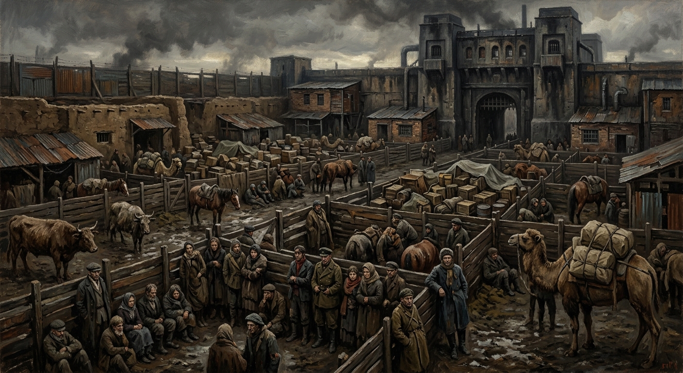 Caravan Corrals — Caravan Corrals, rendered as oil-painting.