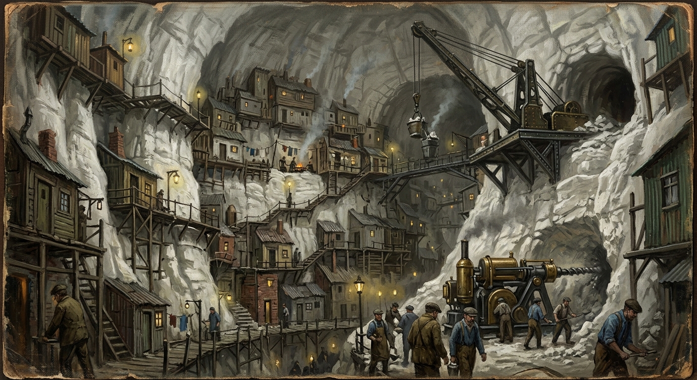 Chalk Warrens — Chalk Warrens, rendered as oil-painting.