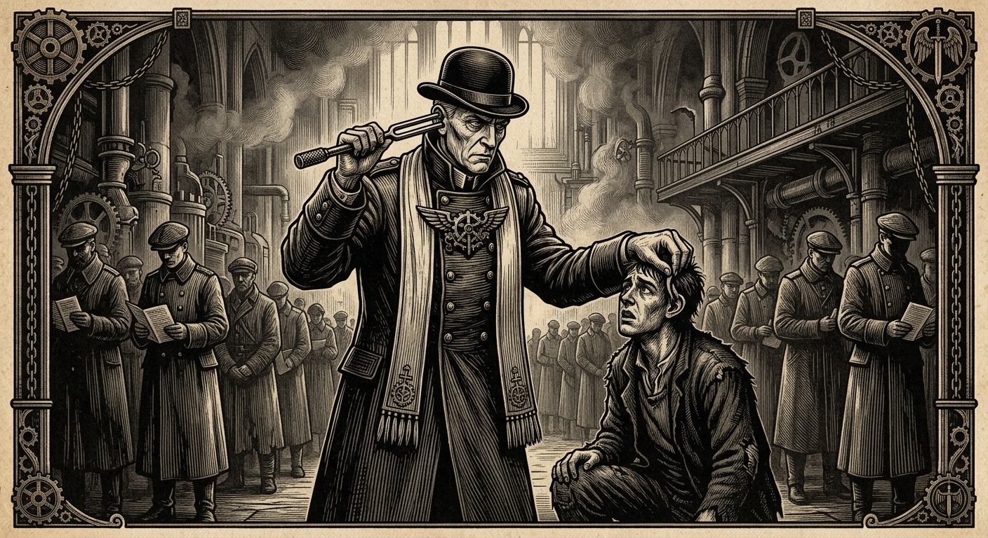 Choir Warden — On Recruitment and the Ear, rendered as woodcut.