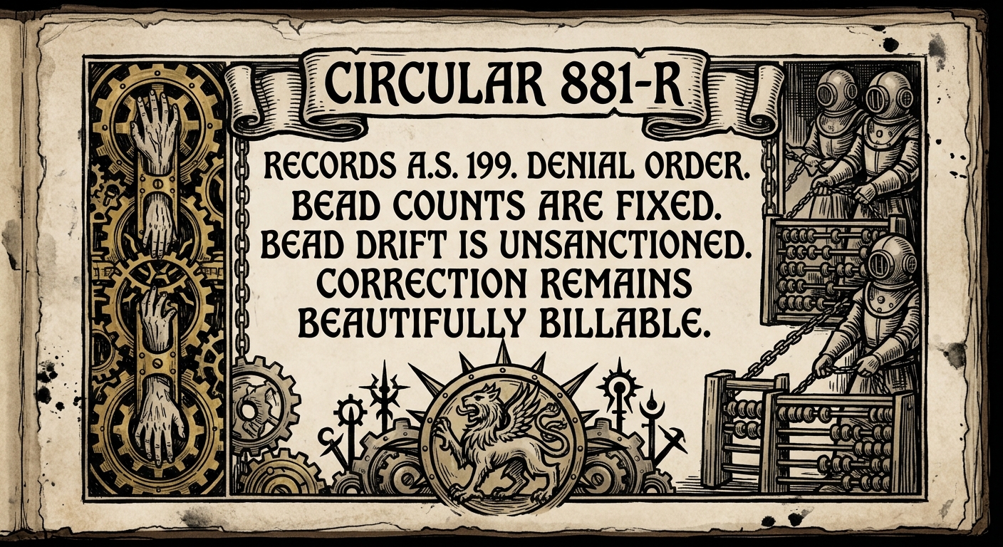Circular 881-R — On the Text Itself, rendered as woodcut.