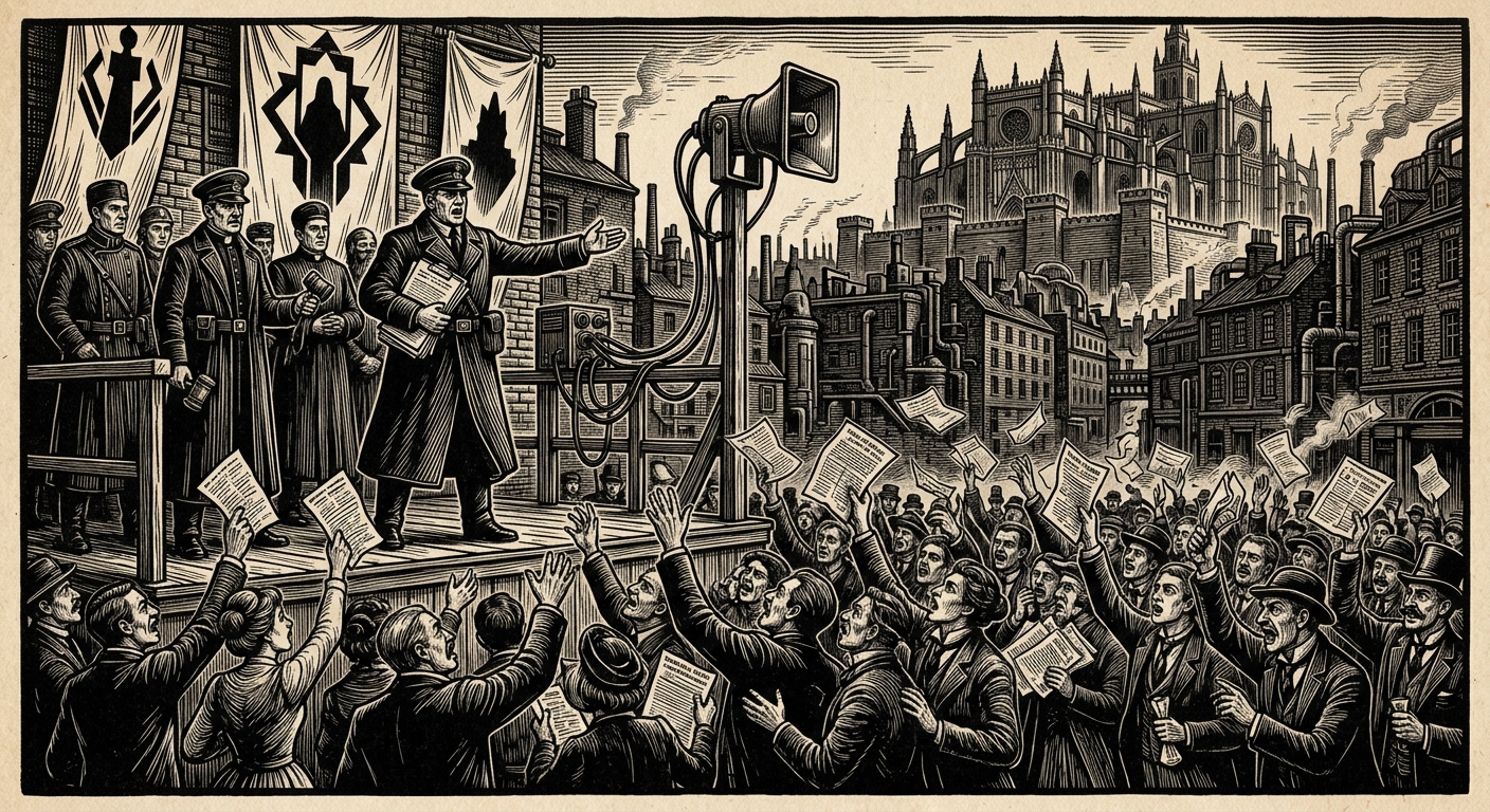 Festival Form 19-M — On Seville Before the Breach, rendered as woodcut.