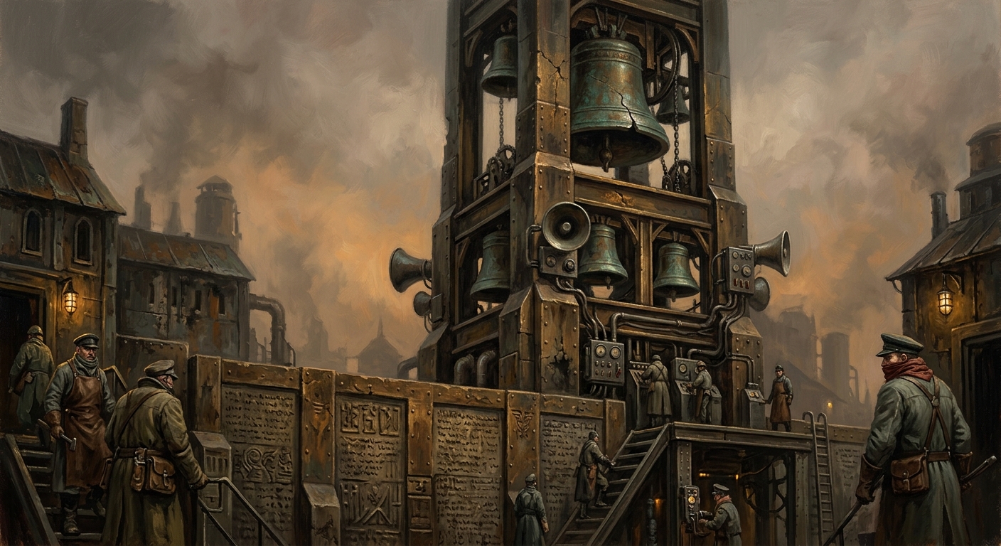 Fog Bell Tower — Fog Bell Tower, rendered as oil-painting.