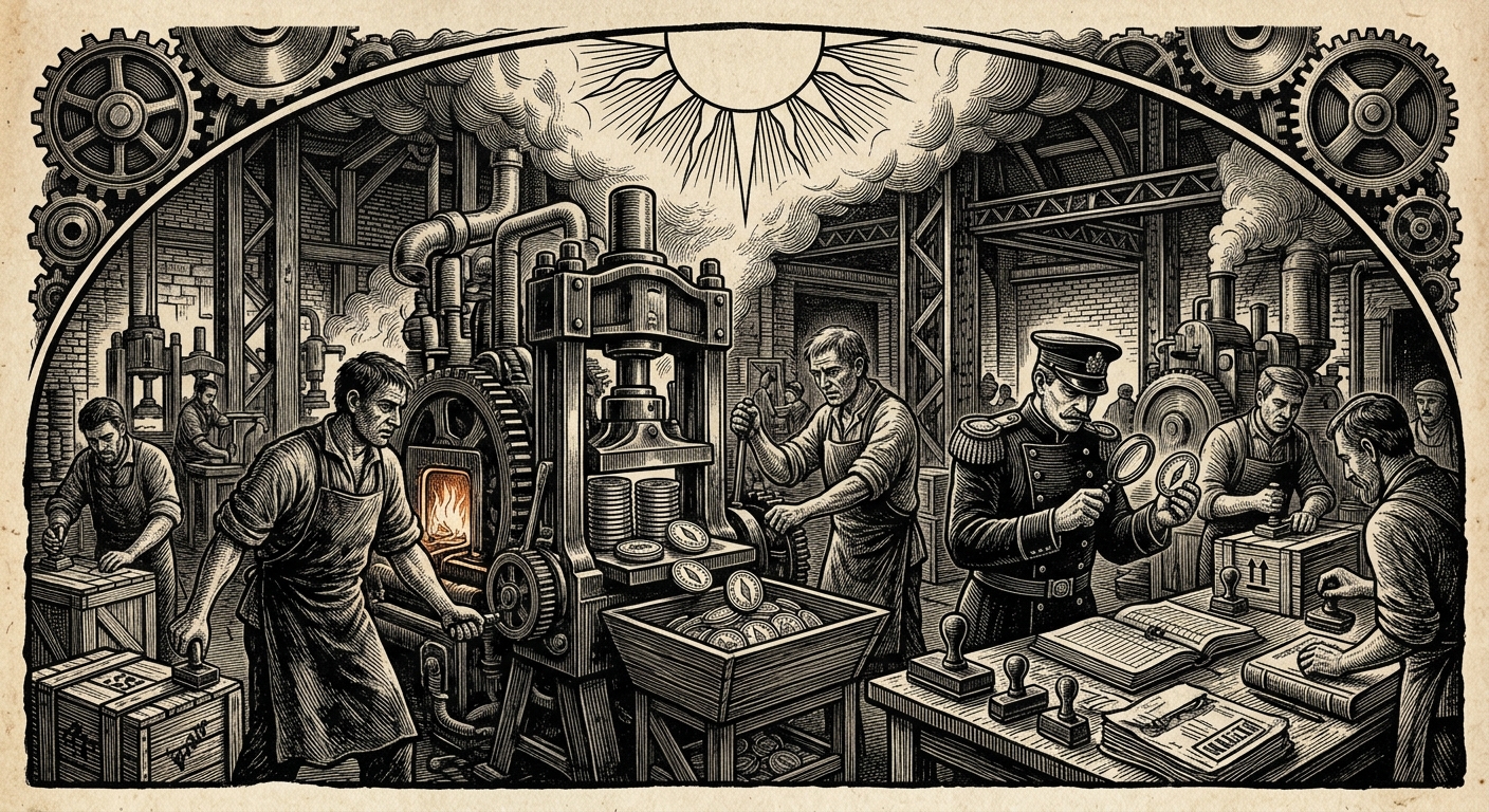 Lumen — On Minting, Marks, and the Viennese Foundries, rendered as woodcut.