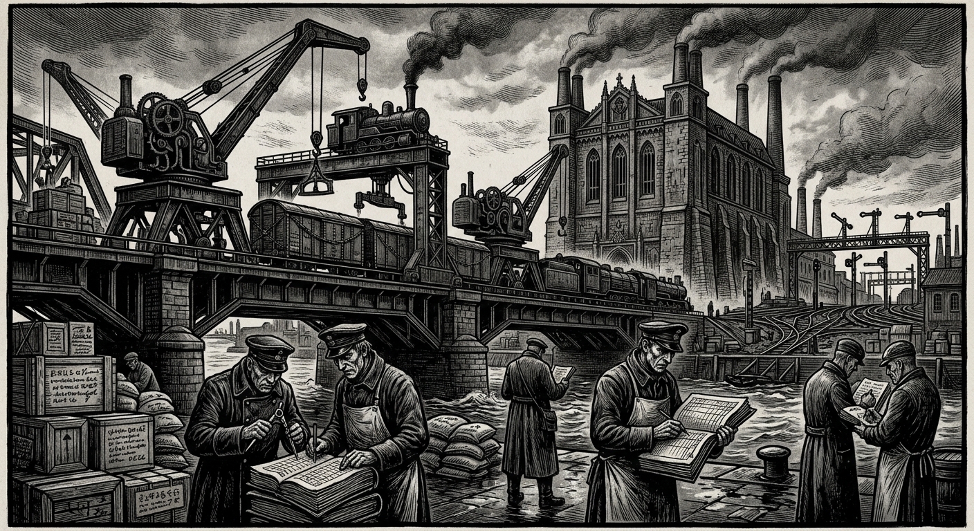 Magdeburg — On A.S. 95 and the Prussian Harness, rendered as woodcut.