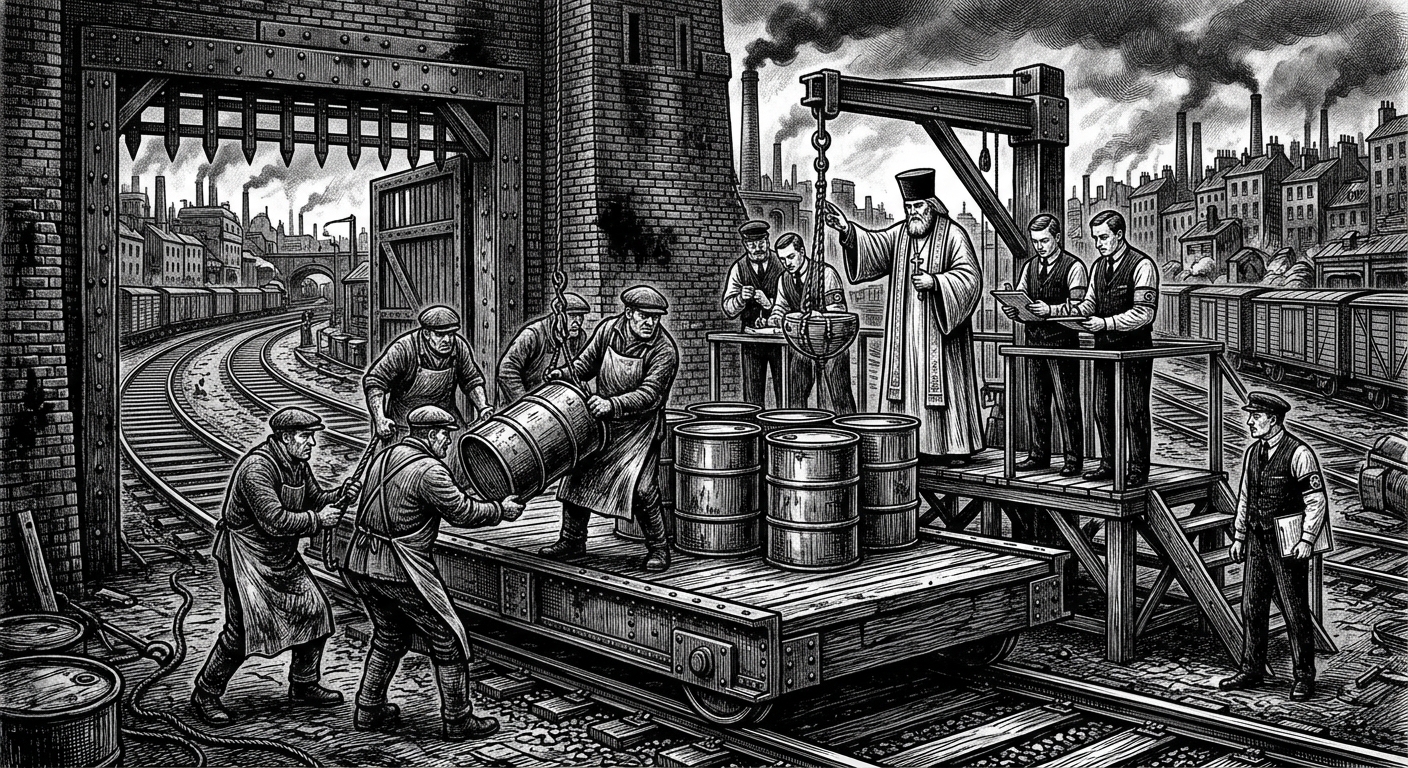 Rail-Manifest Quarter — On the Weigh-Bridges and Gates, rendered as woodcut.