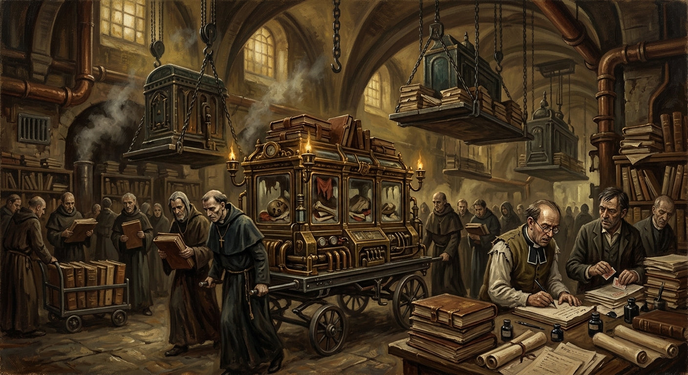 Reliquary Schisms — Reliquary Schisms, rendered as oil-painting.