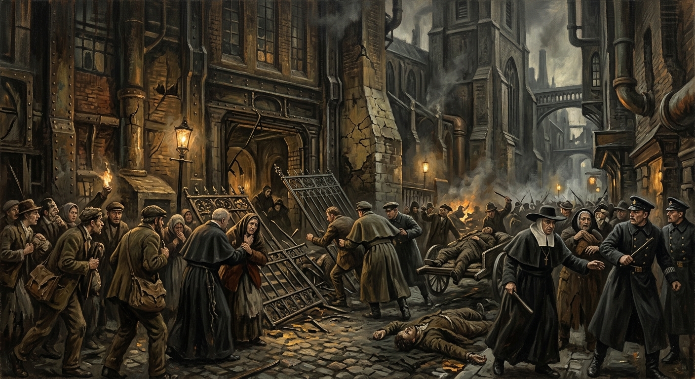 Riots of Santiago — Riots of Santiago, rendered as oil-painting.