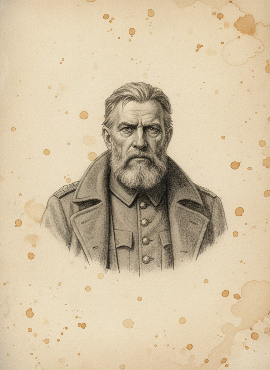 Black and white pencil dossier portrait of Saint Gereon, shown head and shoulders on vellum.
