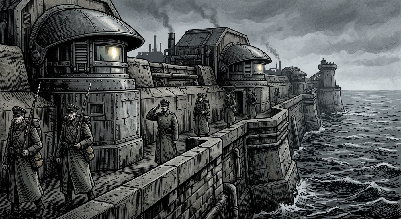 Sea Wall, Bastion-Königsberg — On the Walk and Its Eyes, rendered as woodcut.