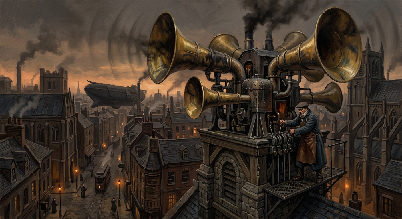Sermon-horns — Sermon-horns, rendered as oil-painting.