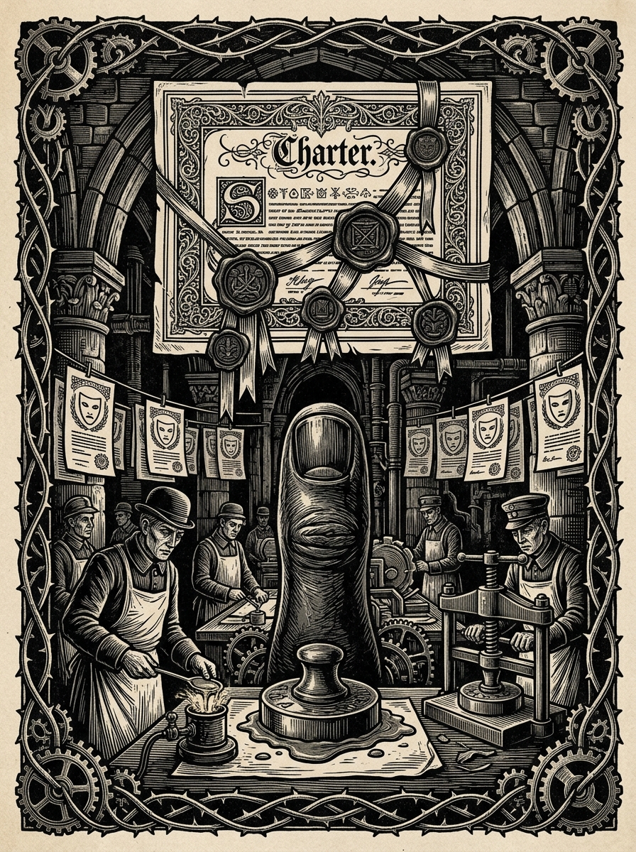 The Sigillary — On the Charter and the First Thumb, rendered as woodcut.