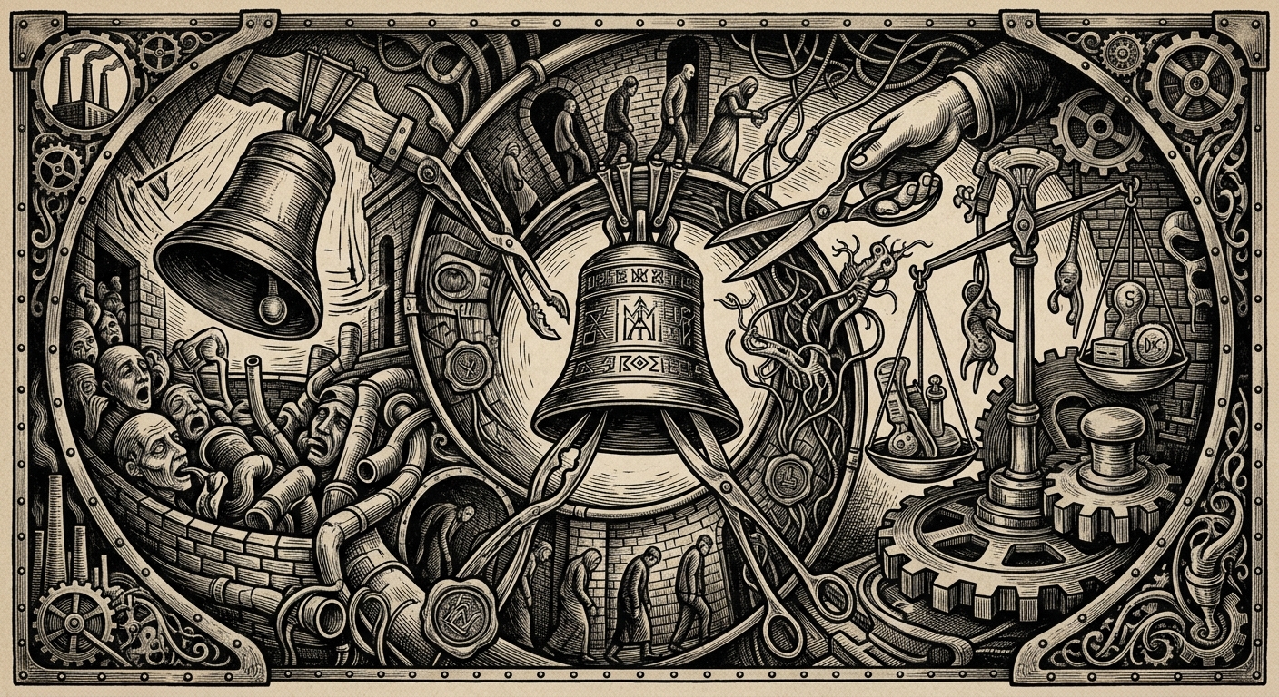 Sixth Canticle of Industry — On the Verse Itself, Insofar as Mercy Permits Quotation, rendered as woodcut.