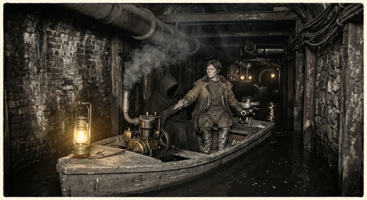 Skiff-Sister Lune — On the Boat Tunnels Beneath Calais, rendered as photograph.