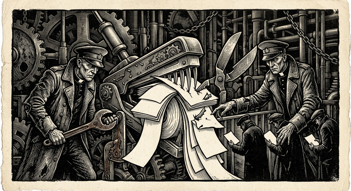 Standing Order 14-B — On the Clauses and Their Teeth, rendered as woodcut.