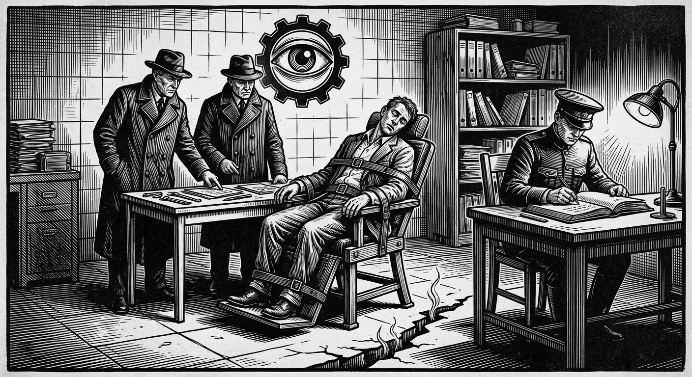 Tribunal of Clarity — On the Room and Its Appointed Cleanliness, rendered as woodcut.