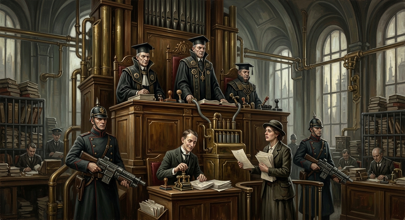 Tribunals of Doctrine — Tribunals of Doctrine, rendered as oil-painting.