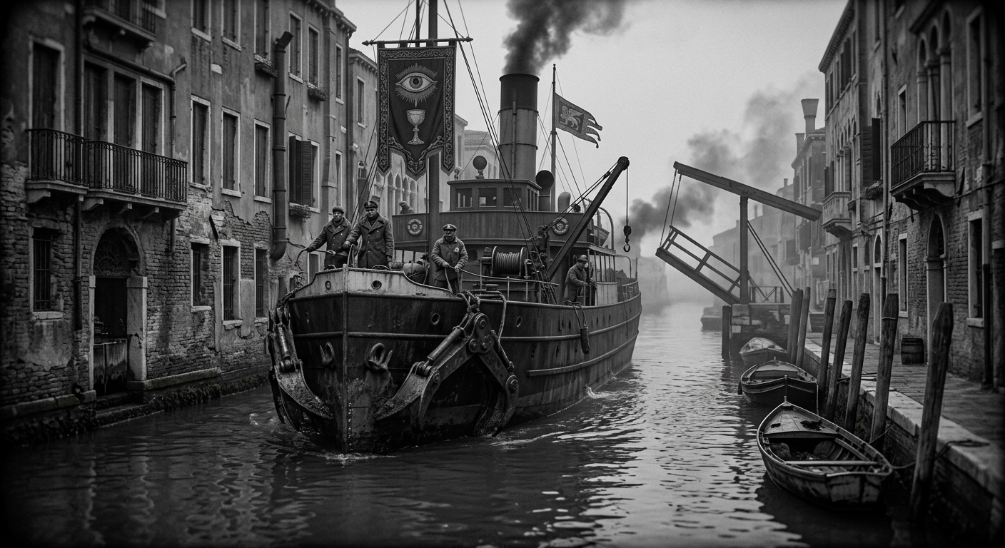 Venice — On the Lagoon and the Bureau’s Soggy Hand, rendered as photograph.