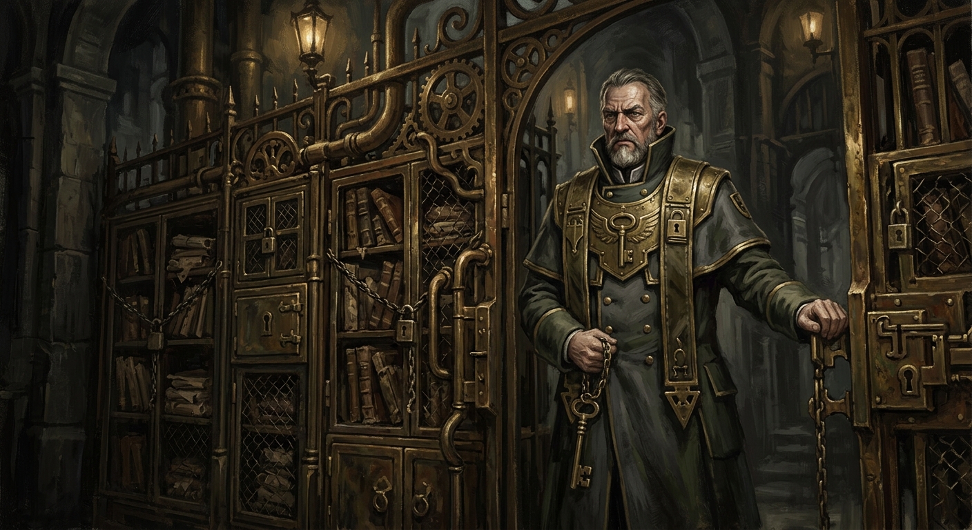 Warden of the Sacred Ledger — Warden of the Sacred Ledger, rendered as oil-painting.