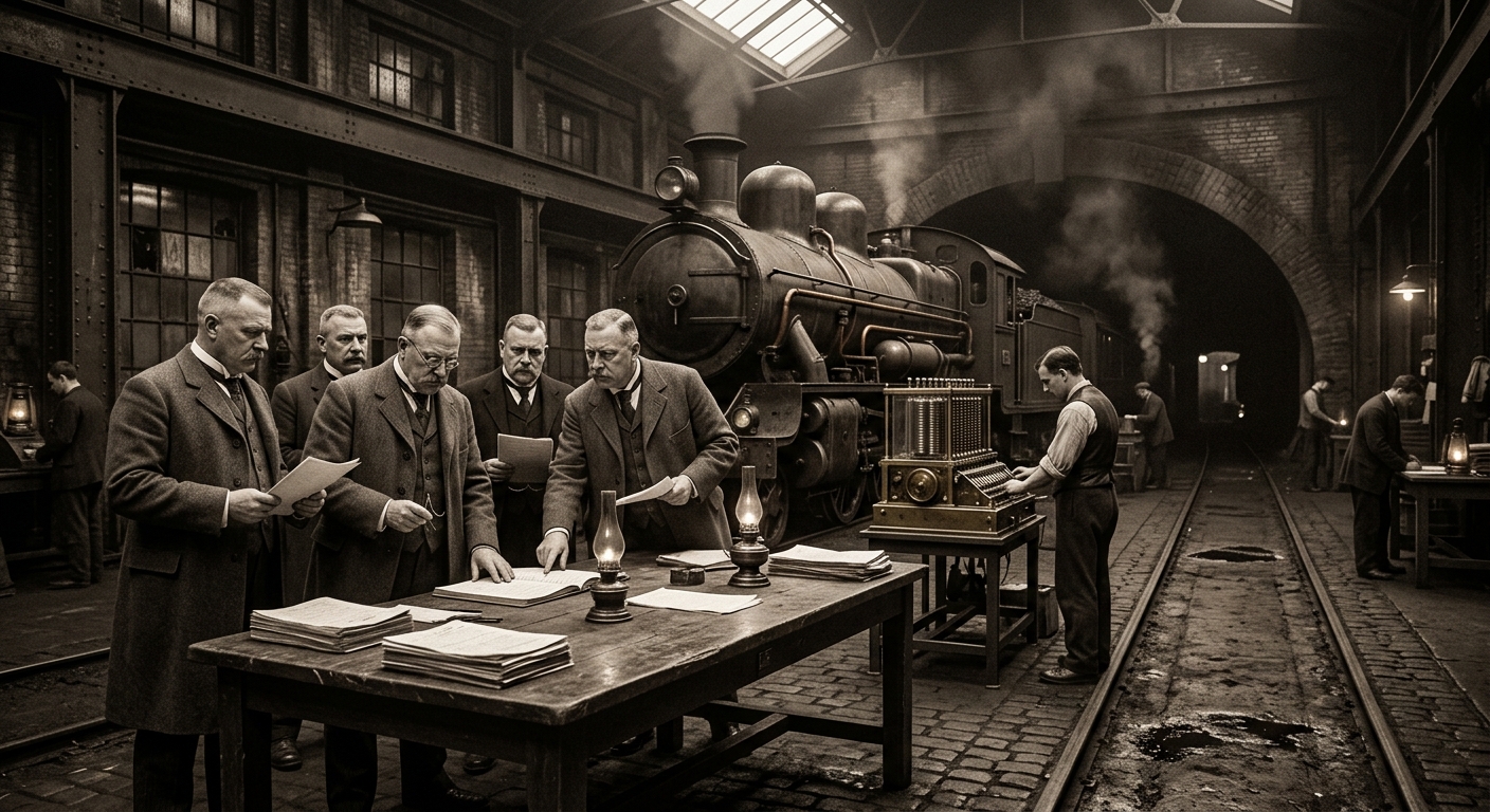 Yard Tribunal — On the Founding After the Silent Derailment, rendered as photograph.