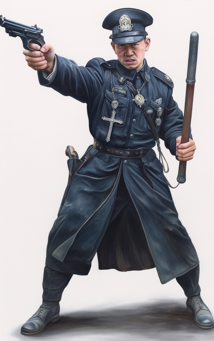 Custody Marshal Hadrin Sol in dark administrative armour.