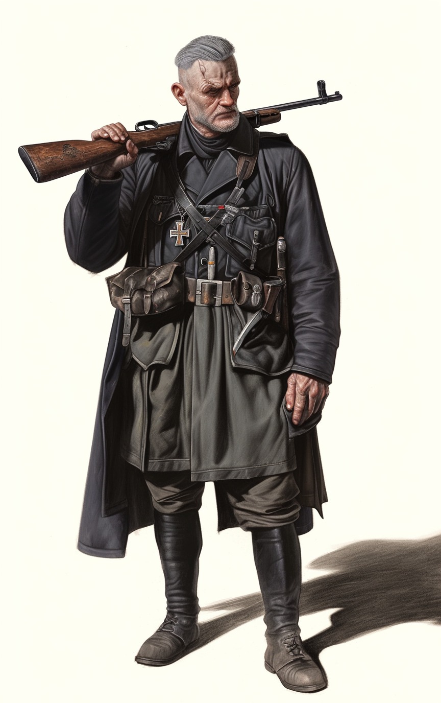 Warrant Rifle Caul with scoped rifle and written firing declaration.