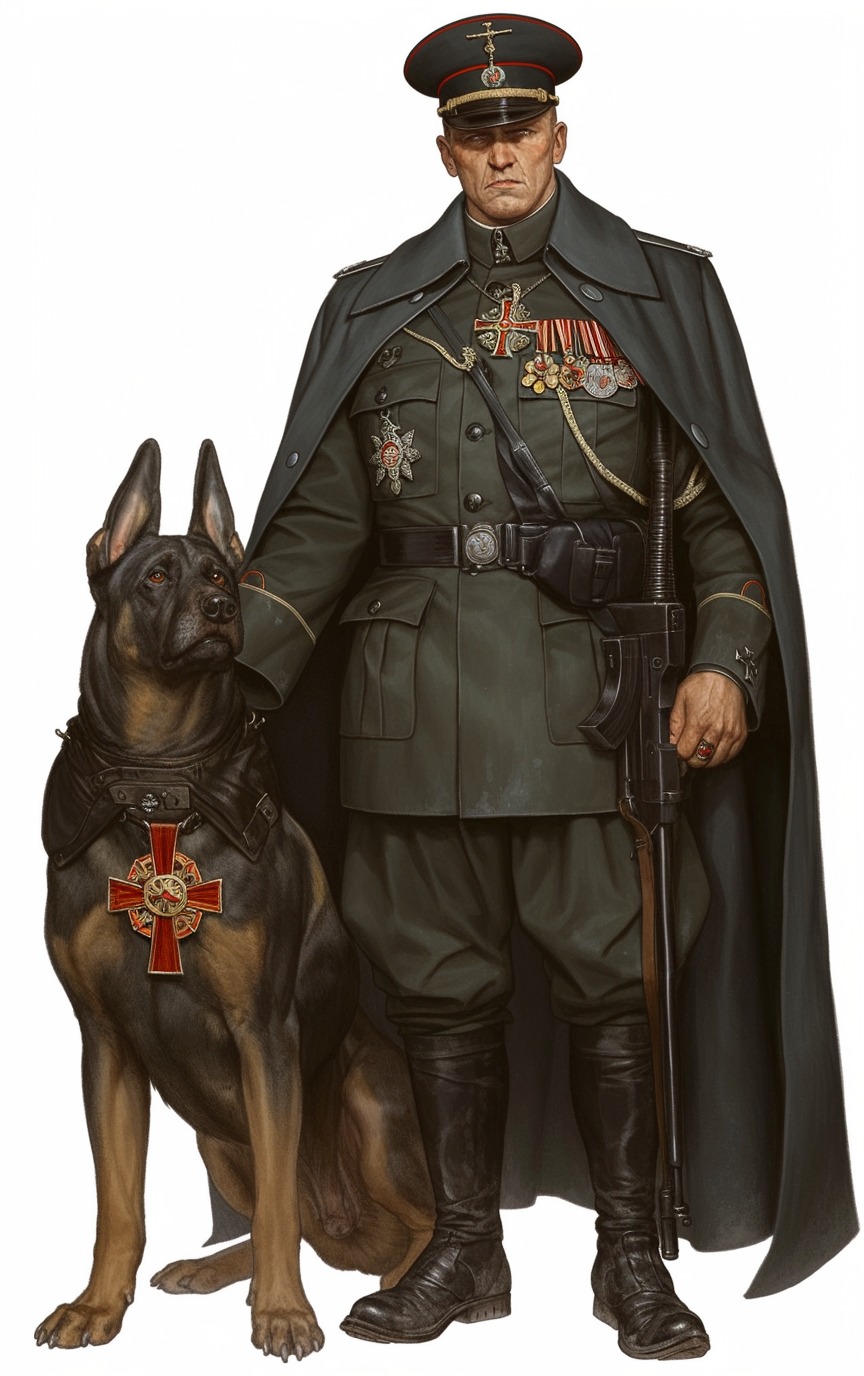 Seal-Hound Handler Brek with Issa, a hound trained to track warrant scent.