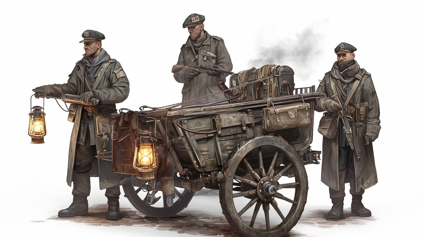 The Tin Cart Family guiding their recognised public cart through a freight street.