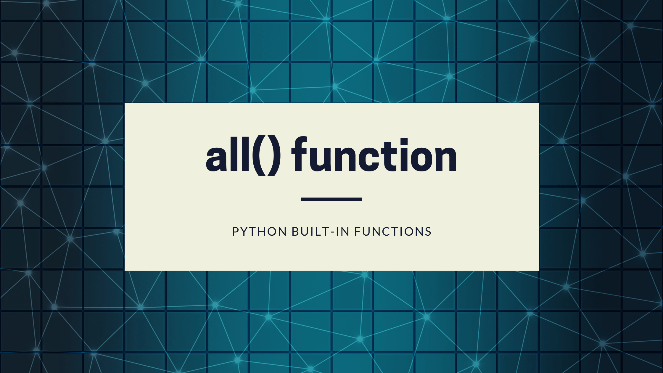 all() function in Python