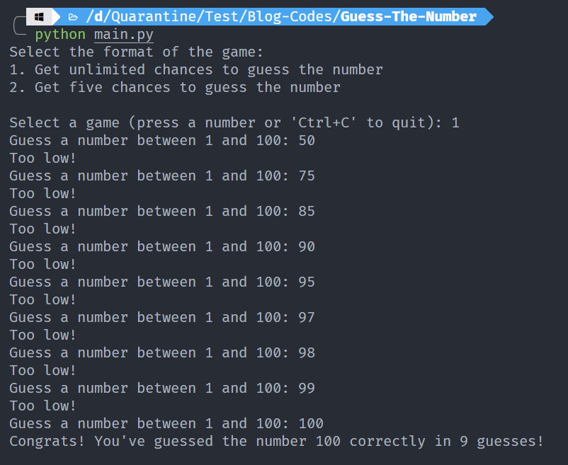 Guess The Number Game using Python